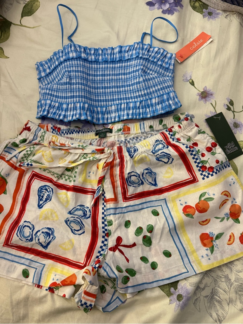 wild fable White Shorts with Multicolor Fruit & Shell Print